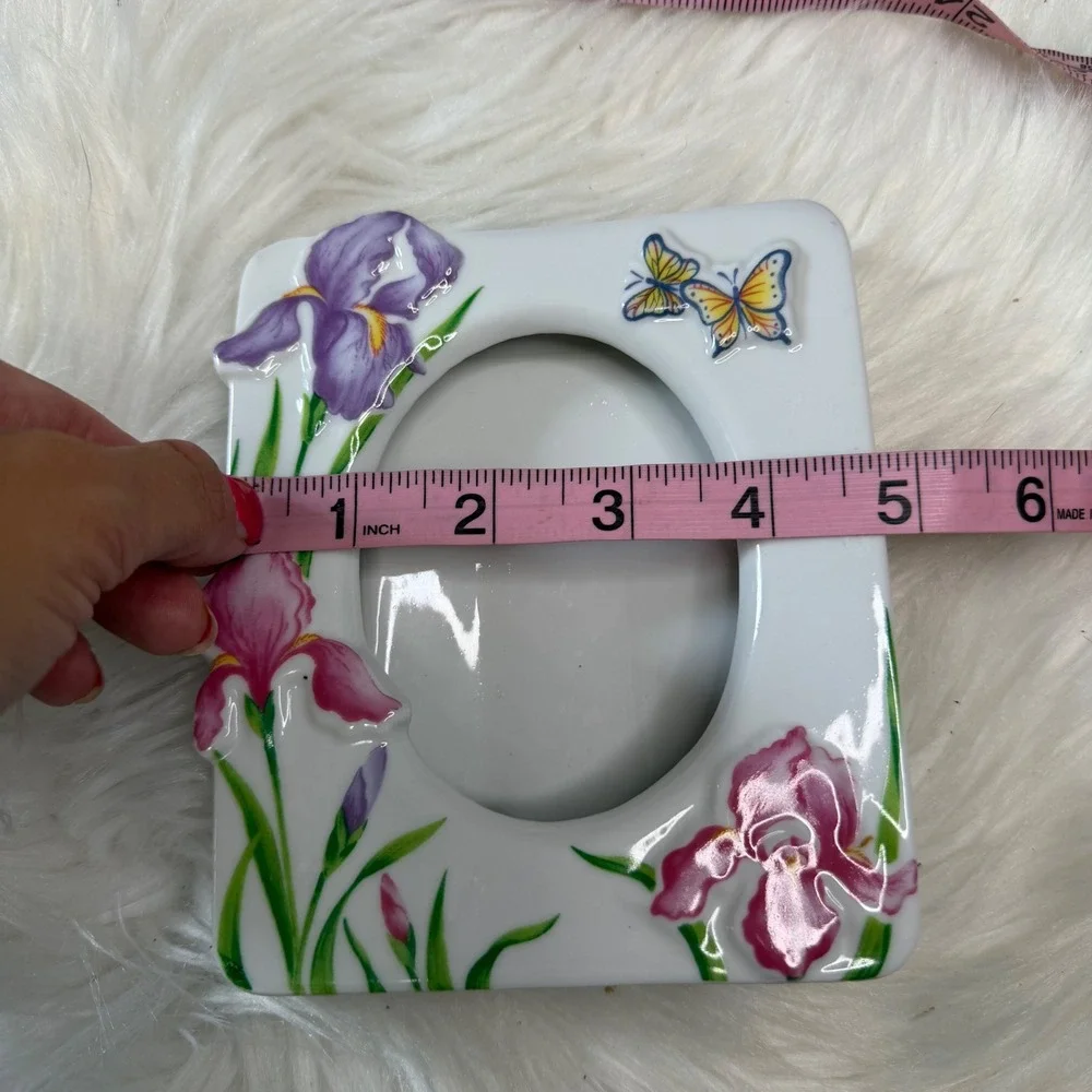 Vintage 90's - Ceramic Floral Butterfly Picture Frame Cottagecore Whimsy